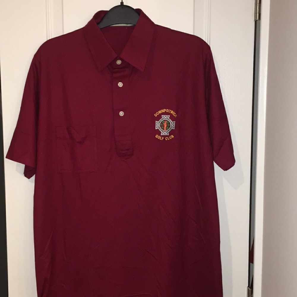 Vintage DownPatrick Red Imported Northern Ireland golf pocket shirt retro style